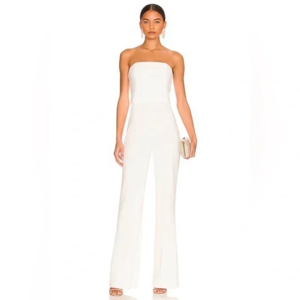 Alice & Olivia NEW Lavera Crepe Jumpsuit in Off White Size 8 MSRP $495